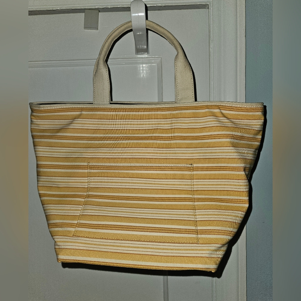 Pierre Deux Striped Yellow Tote Bag With Change Purse And Dust Cover